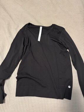 lululemon athletica Black Long Sleeve Perforated Crew Top